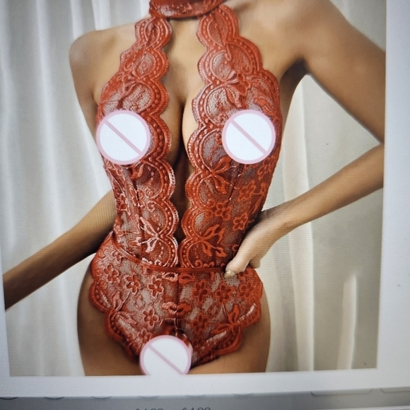 NEW Poteti Crotchless Red Lace Backless Bodysuit XXXL - Picture 6 of 10